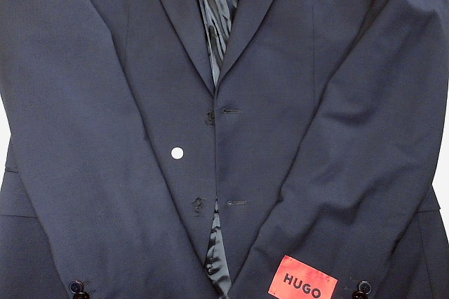 Hugo Boss Mens Modern fit Suit Jacket Blazer 38 R Navy Blue Solid Stretch