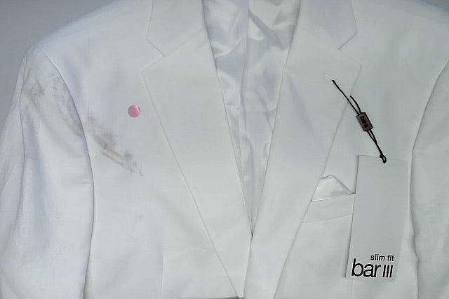 Bar Iii Mens Slim fit Sport Coat Blazer 40 R White Solid Stretch