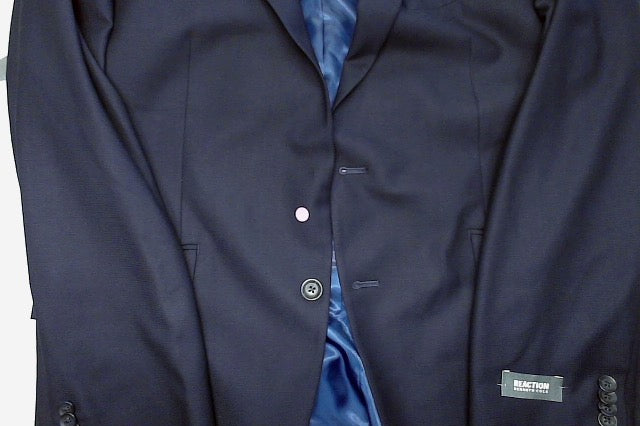 Kenneth Cole Mens Slim fit Suit Jacket Blazer 44 R Navy Blue Solid Stretch