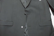 Bar Iii Mens Slim fit Tuxedo Jacket Blazer 44 L Black Solid Stretch