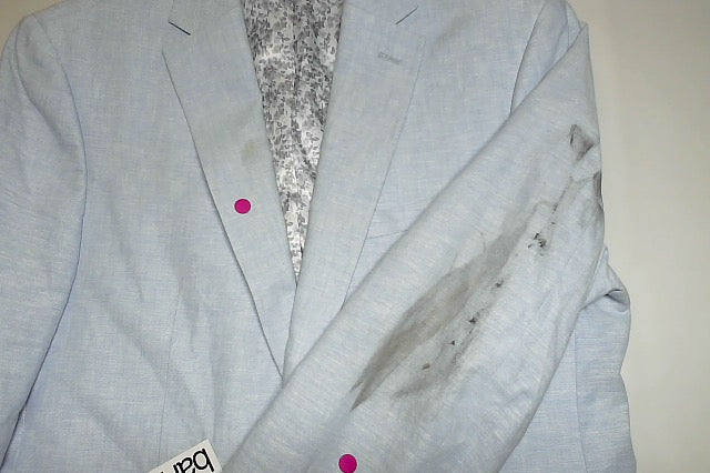 Bar Iii Mens Slim fit Sport Coat Blazer 40 R Light Blue Solid Stretch Linen