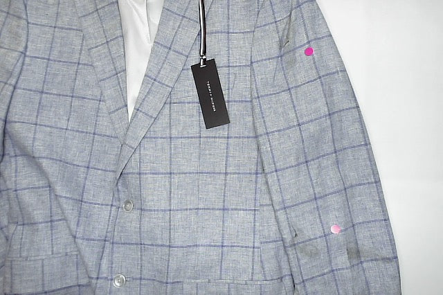 Tommy Hilfiger Mens Modern fit Sport Coat Blazer 44 L Light Blue Check Stretch