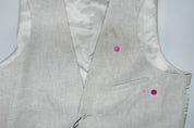 Bar Iii Mens Slim fit Button-Up Suit Vest Small Beige Solid Stretch