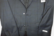 Bar Iii Mens Slim fit Suit Jacket Blazer 42 L Navy Blue Plaid Stretch