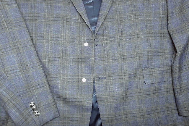 Michael Kors Mens Classic fit Sport Coat Blazer 52 L Navy Blue Plaid Stretch