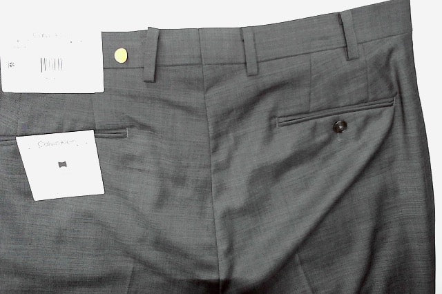 Calvin Klein Mens Slim fit Dress Pants 36 / 30 Dark Grey Solid Stretch