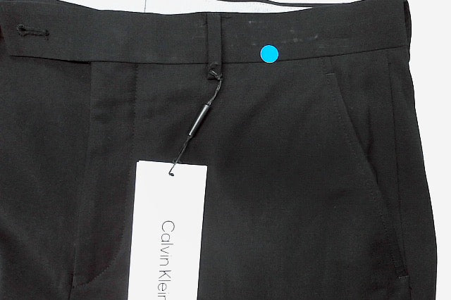 Calvin Klein Mens Slim fit Dress Pants 32 / 30 Black Solid Stretch