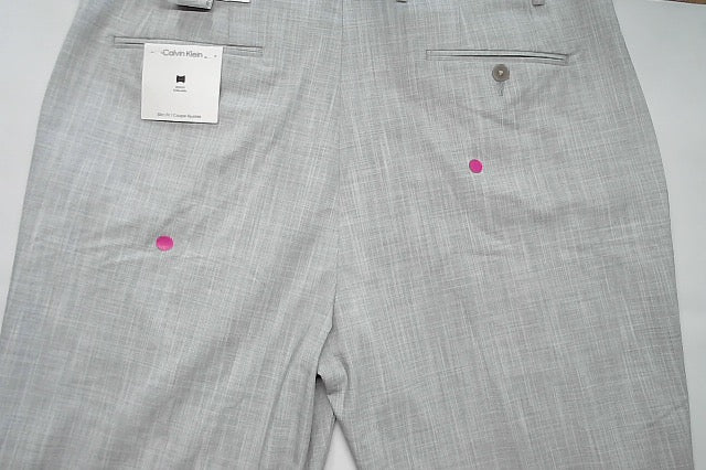 Calvin Klein Mens Slim fit Dress Pants 38 / 32 Light Grey Solid Stretch