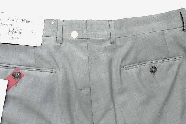 Calvin Klein Mens Slim fit Dress Pants 33 / 30 Light Grey Solid Stretch