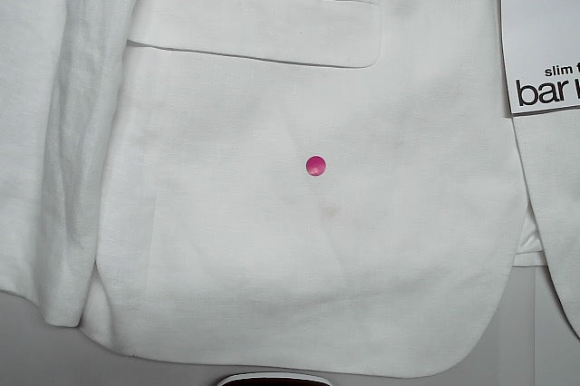 Bar III Mens Slim fit Sport Coat Blazer 44 L White Solid Stretch Linen