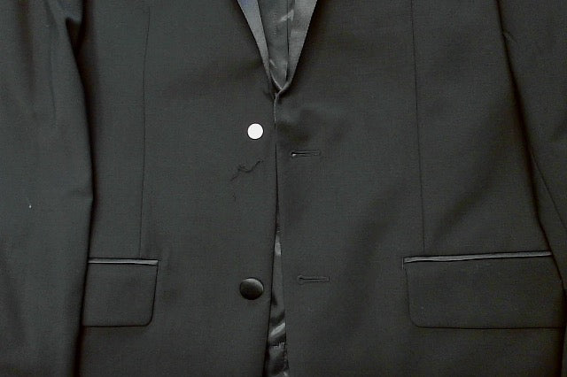 Calvin Klein Mens Slim fit Tuxedo Jacket Blazer 40 R Black Solid Stretch