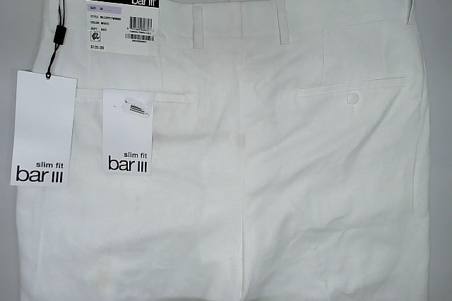 Bar Iii Mens Slim fit Dress Pants 32 / 30 White Solid Stretch