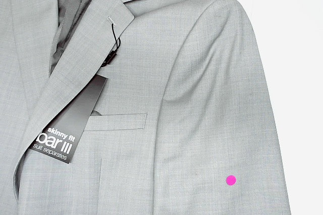 Bar III Mens Skinny fit Sport Coat Blazer 44 S Light Grey Solid Stretch