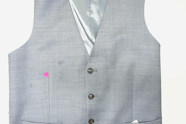 Calvin Klein Mens Slim fit Button-Up Suit Vest Small Light Blue Solid