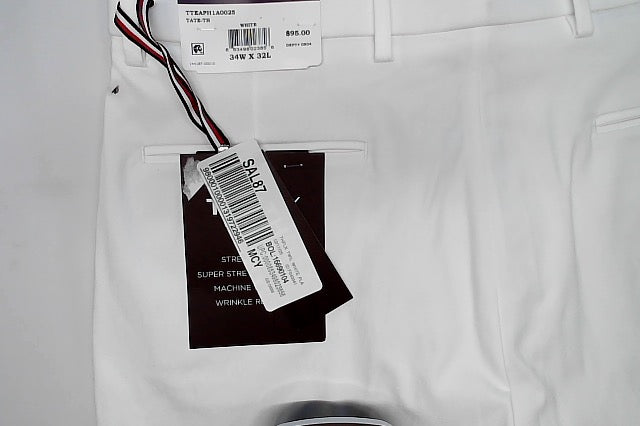 Tommy Hilfiger Mens Modern fit Dress Pants 34 / 32 White Solid Stretch