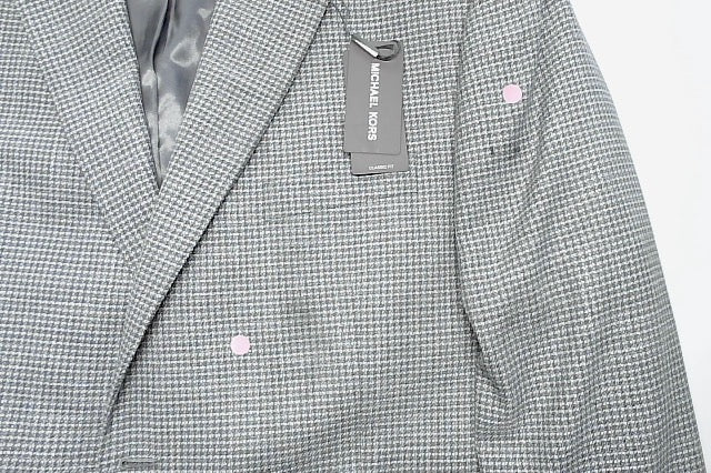 Michael Kors Mens Classic fit Sport Coat Blazer 46 S Light Grey Check Stretch