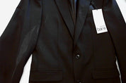 Bar Iii Mens Slim fit Sport Coat Blazer 36 R Black Solid Stretch