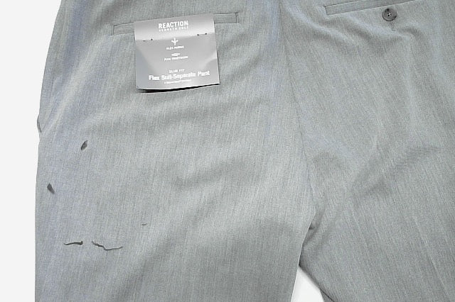 Kenneth Cole Mens Slim fit Dress Pants 33 / 30 Light Grey Solid Stretch