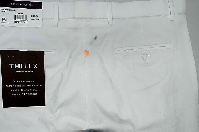 Tommy Hilfiger Mens Modern fit Dress Pants 34 / 34 White Solid Stretch