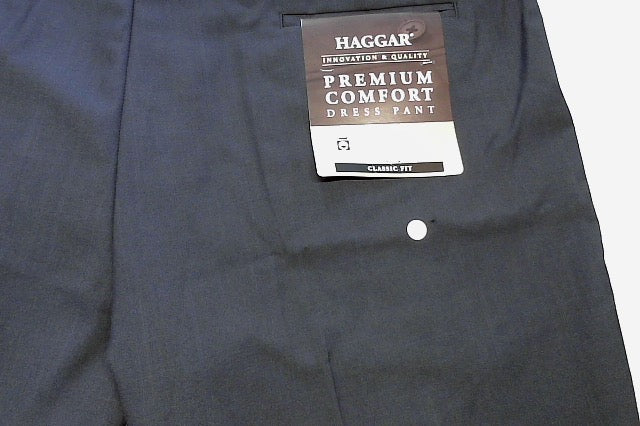 Haggar Mens Classic fit Dress Pants 40 / 29 Navy Blue Solid Stretch