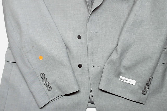 Bar Iii Mens Slim fit Suit Jacket Blazer 44 R Light Grey Solid Stretch