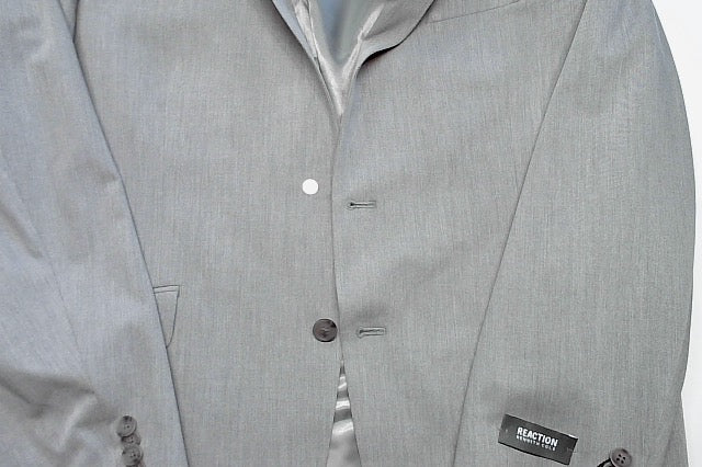 Kenneth Cole Mens Slim fit Suit Jacket Blazer 46 R Light Grey Solid Stretch