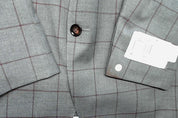 Tayion Mens Classic fit Suit Jacket Blazer 40 R Mid Grey Plaid Stretch