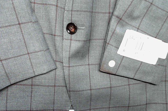 Tayion Mens Classic fit Suit Jacket Blazer 40 R Mid Grey Plaid Stretch