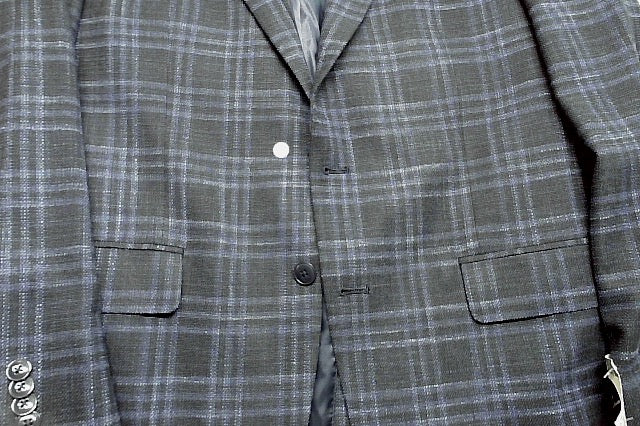 Michael Kors Mens Classic fit Sport Coat Blazer 42 R Navy Blue Plaid Stretch