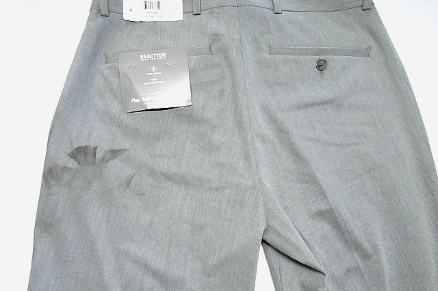 Kenneth Cole Mens Slim fit Dress Pants 30 / 30 Light Grey Solid Stretch