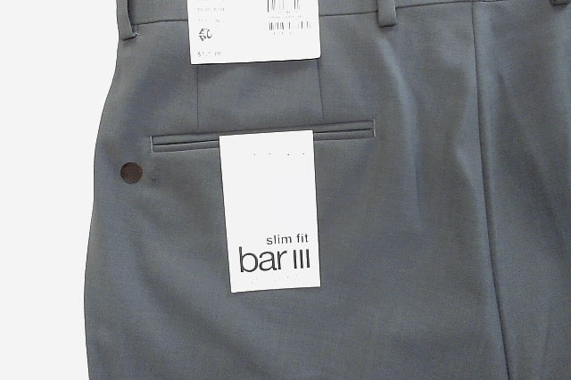 Bar Iii Mens Slim fit Dress Pants 32 / 32 Steel Blue Solid Stretch