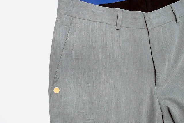 Kenneth Cole Mens Slim fit Dress Pants 34 / 30 Light Grey Solid Stretch