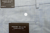 Perry Ellis Portfolio Mens Modern fit Dress Pants 34 / 30 Light Blue Solid