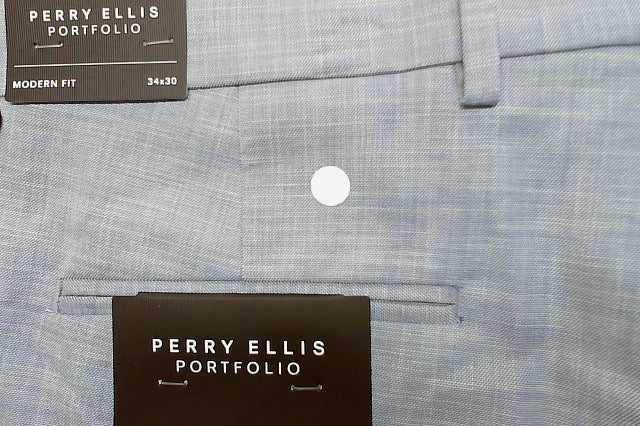 Perry Ellis Portfolio Mens Modern fit Dress Pants 34 / 30 Light Blue Solid