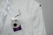 Tayion Mens Classic fit Suit Jacket Blazer 44 S White Herringbone Linen
