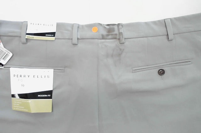 Perry Ellis Portfolio Mens Modern fit Dress Pants 42 / 32 Light Grey Solid