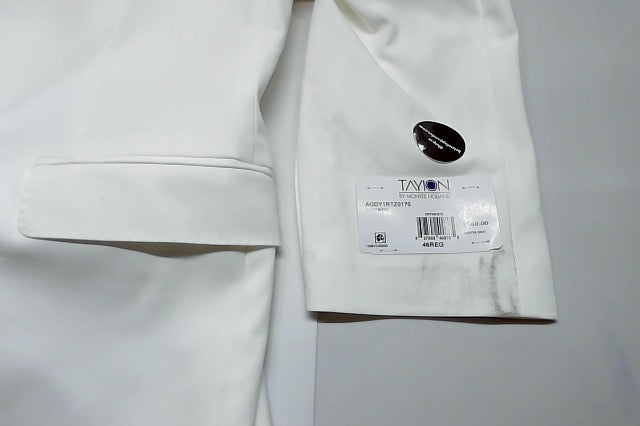 Tayion Mens Classic fit Suit Jacket Blazer 46 R White Solid