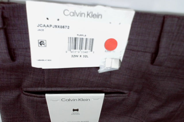Calvin Klein Mens Slim fit Wool Dress Pants 32 / 32 Eggplant Purple Solid