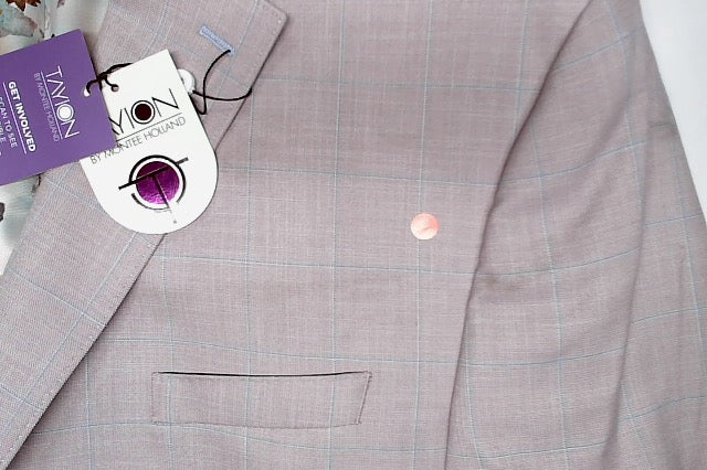 Tayion Mens Regular fit Suit Jacket Blazer 50 R Pink Plaid