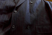 Tallia Men Slim fit Double Breasted Suit Jacket Blazer 44 S Blue Striped Stretch