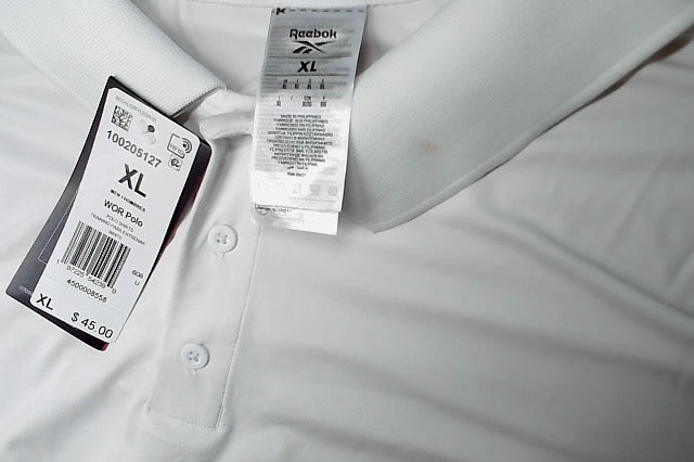 Reebok Mens Regular fit Short Sleeve Polo Shirt XL White Solid