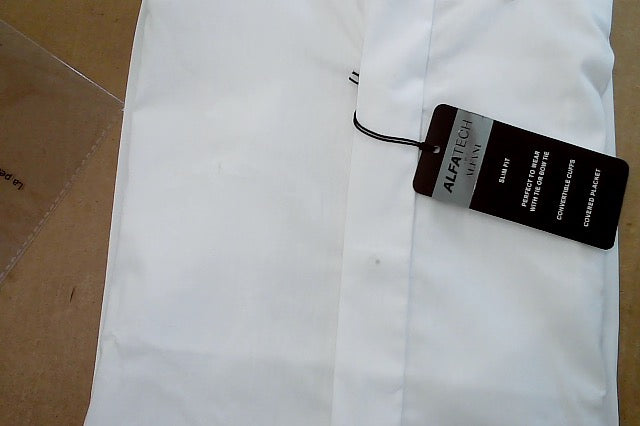 Alfani Mens Slim fit Dress Shirt XL 17-17.5 36-37 White Solid