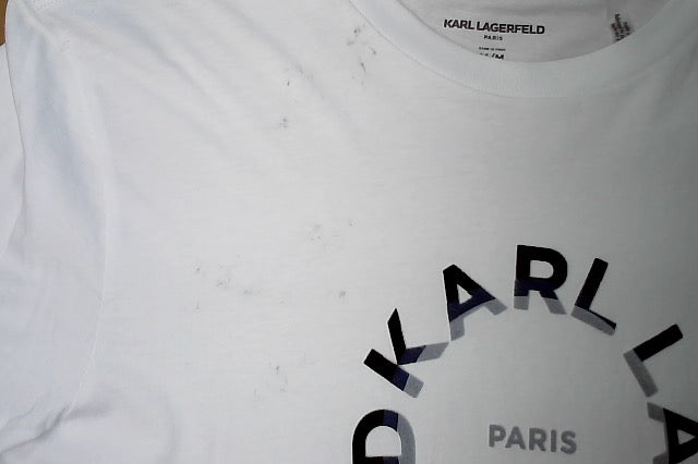 Karl Lagerfeld Paris Mens Regular fit Short Sleeve T-Shirt Shirt Medium White