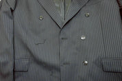 Michael Kors Mens Wool Doubled Breasted Suit Jacket Blazer 42 R Blue Striped