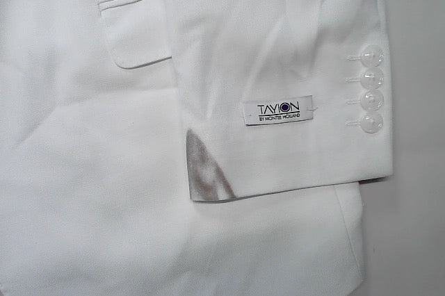 Tayion Mens Classic fit Suit Jacket Blazer 42 S White Solid