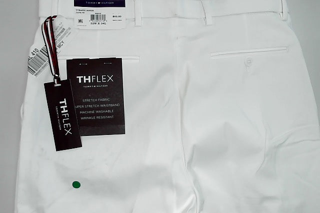Tommy Hilfiger Mens Modern fit Dress Pants 32 / 34 White Solid Stretch