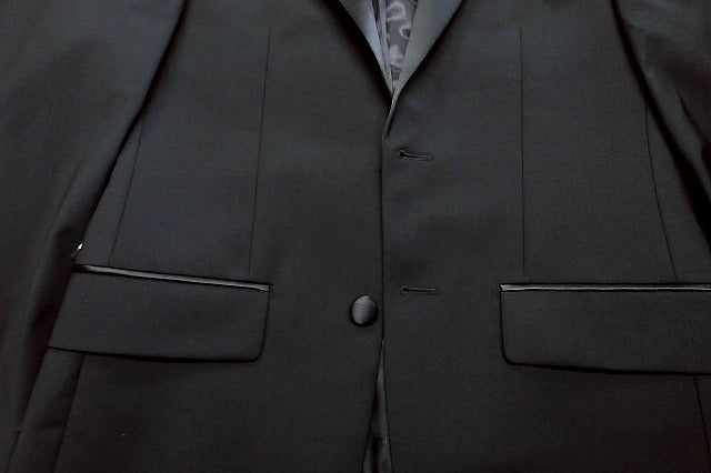 Calvin Klein Mens Slim fit Wool Tuxedo Jacket Blazer 36 S Black Solid Stretch