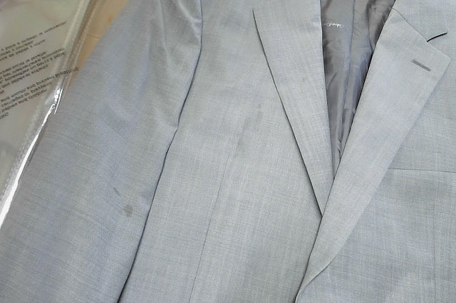 Calvin Klein Mens Slim fit Suit Jacket Blazer 38 R Light Grey Solid Stretch Wool