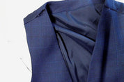 Bar Iii Mens Slim fit Button-Up Vest Small Blue Plaid Wool