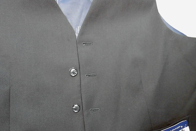 Tommy Hilfiger Mens Modern fit Button-Up Suit Vest Medium Black Solid Stretch